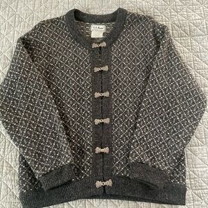 LLBean wool  cardigan sweater with metal clasps Made in Norway